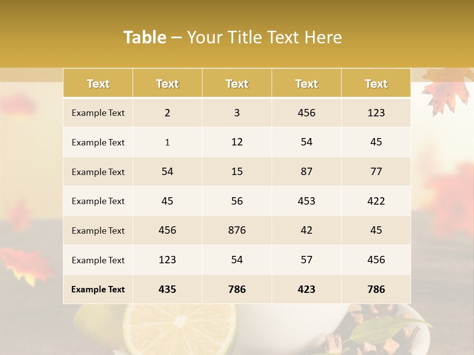 Table Background Yellow PowerPoint Template
