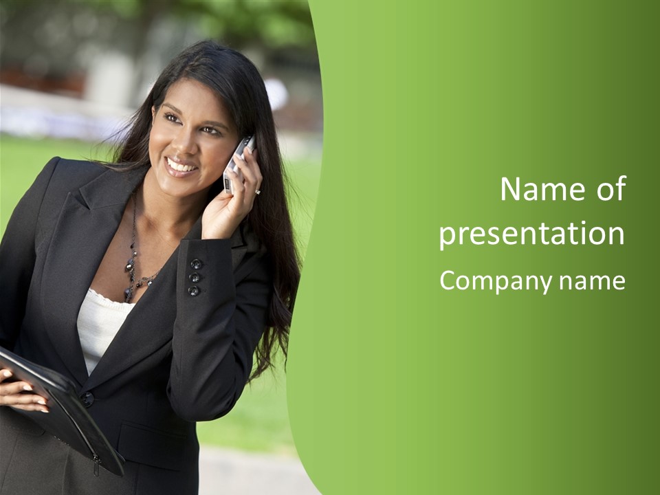 Cell Phone Corporate Smiling PowerPoint Template