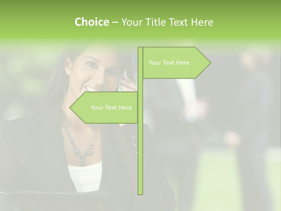 Cell Phone Portrait Ethnic PowerPoint Template