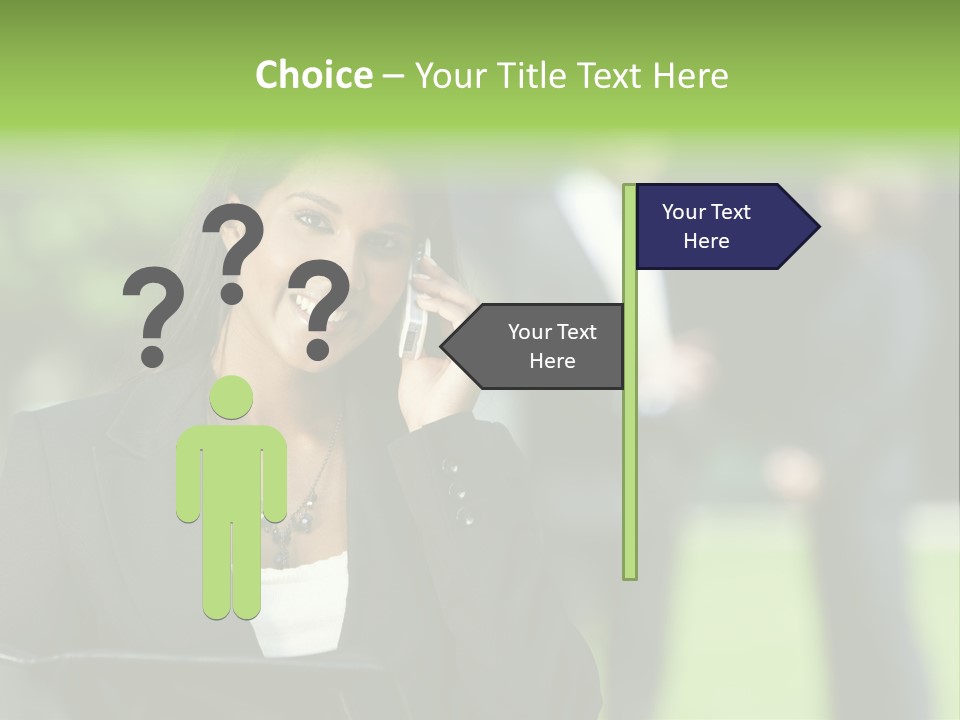 Cell Phone Portrait Ethnic PowerPoint Template
