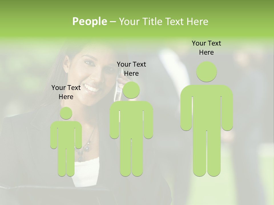 Cell Phone Portrait Ethnic PowerPoint Template