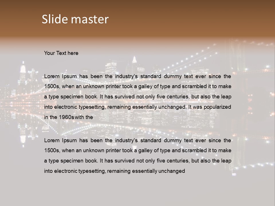 Landmarks Downtownmanhattan Night PowerPoint Template