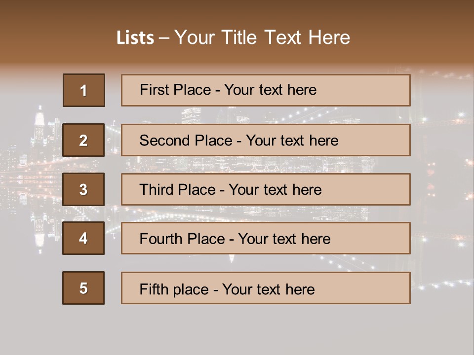 Landmarks Downtownmanhattan Night PowerPoint Template