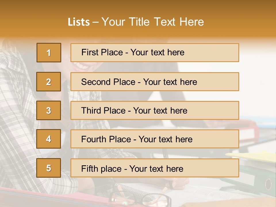 Desk Indoors Assiduous PowerPoint Template