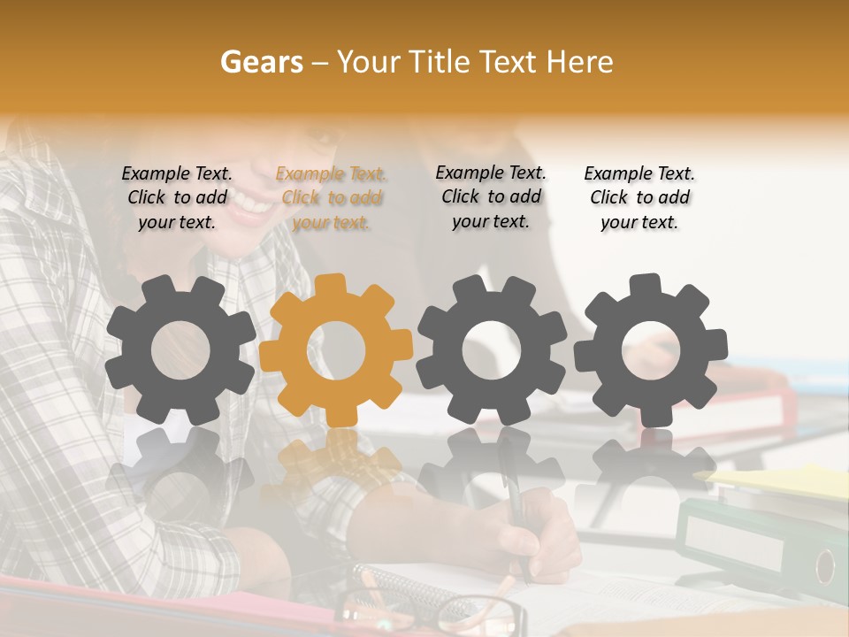 Desk Indoors Assiduous PowerPoint Template