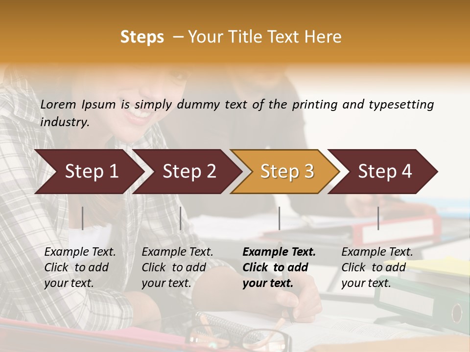 Desk Indoors Assiduous PowerPoint Template