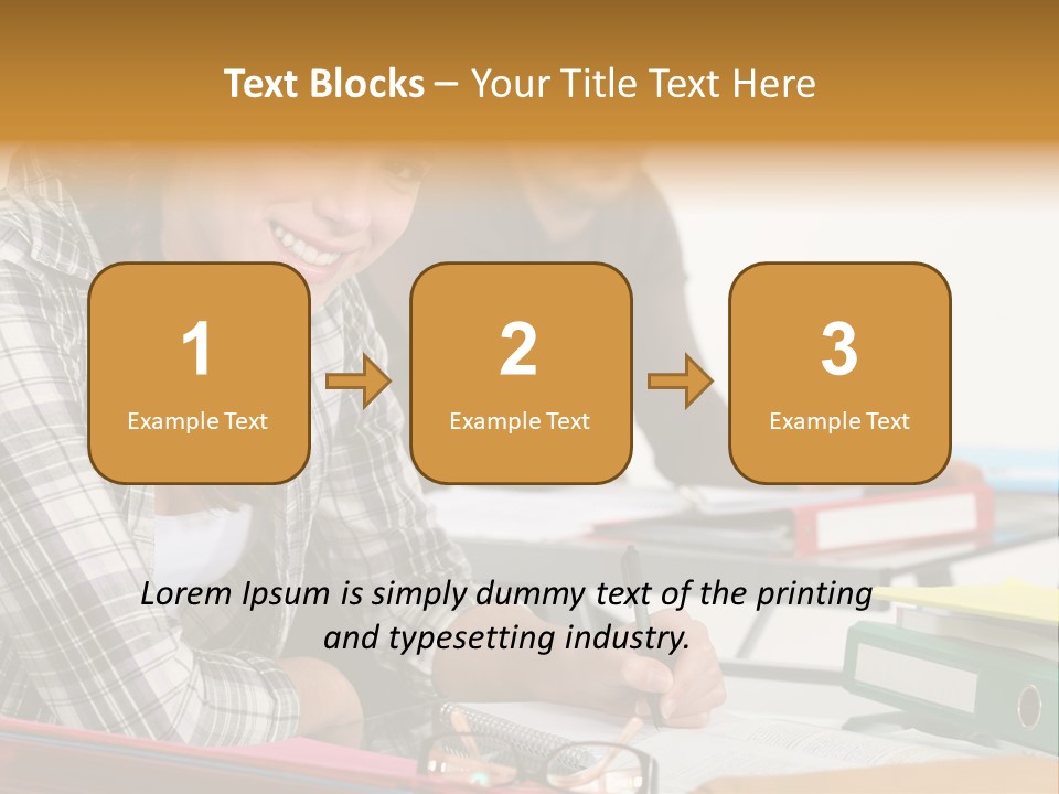 Desk Indoors Assiduous PowerPoint Template
