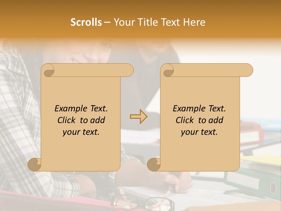 Desk Indoors Assiduous PowerPoint Template