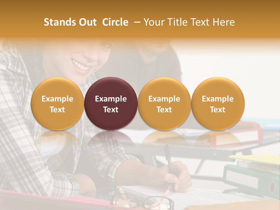 Desk Indoors Assiduous PowerPoint Template