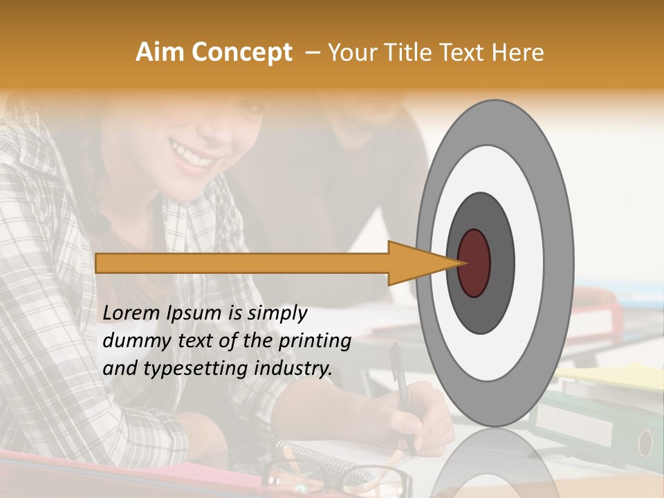 Desk Indoors Assiduous PowerPoint Template