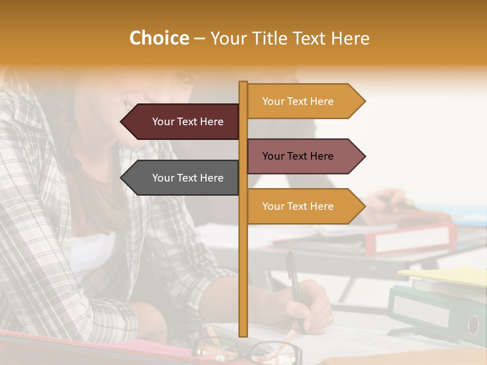 Desk Indoors Assiduous PowerPoint Template