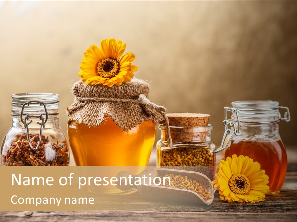 Bees Table Flowers PowerPoint Template