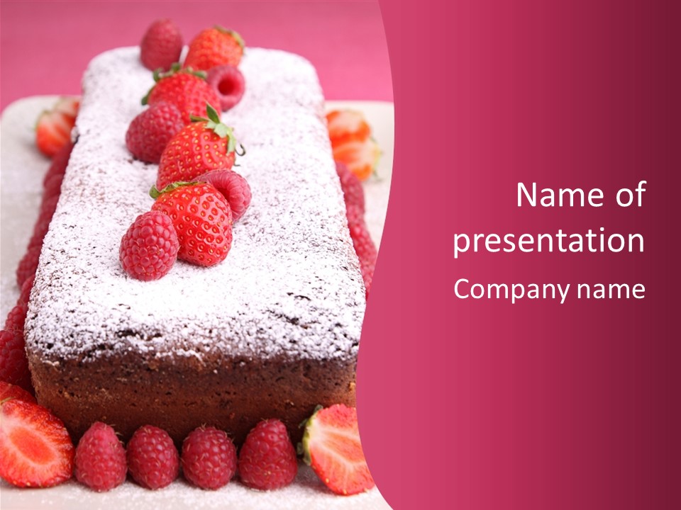 A Piece Of Cake With Strawberries On Top Of It PowerPoint Template