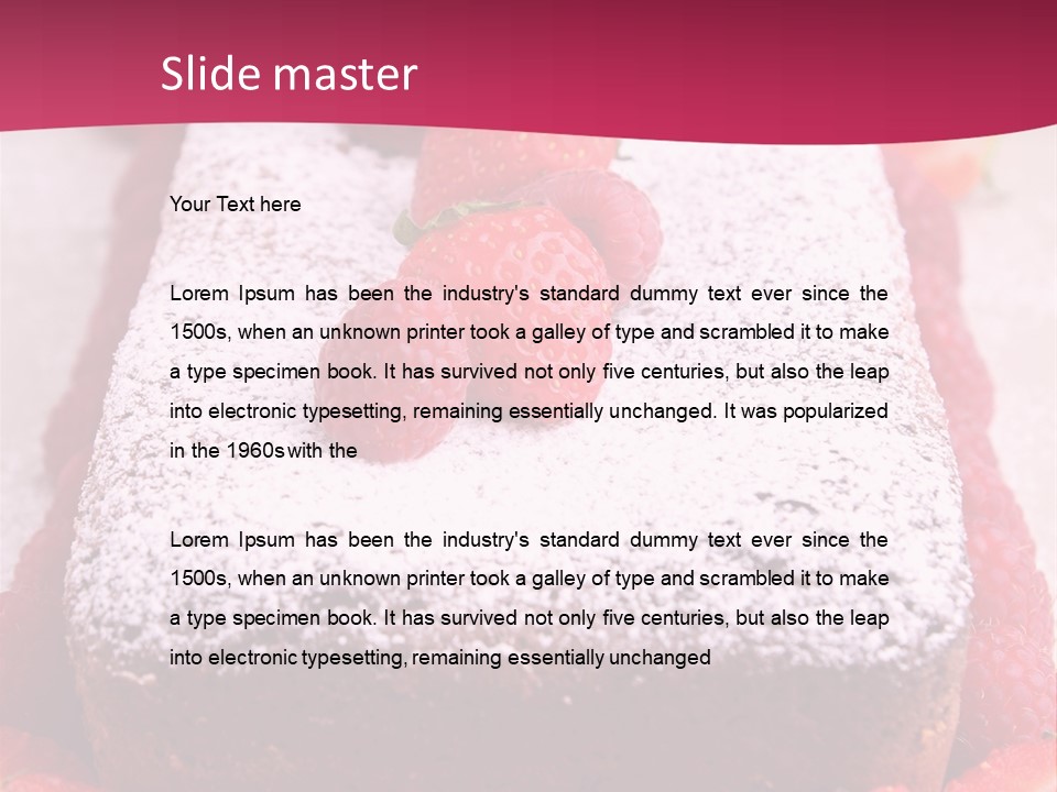 A Piece Of Cake With Strawberries On Top Of It PowerPoint Template