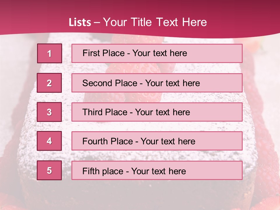 A Piece Of Cake With Strawberries On Top Of It PowerPoint Template