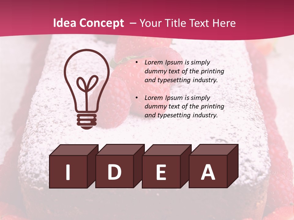 A Piece Of Cake With Strawberries On Top Of It PowerPoint Template