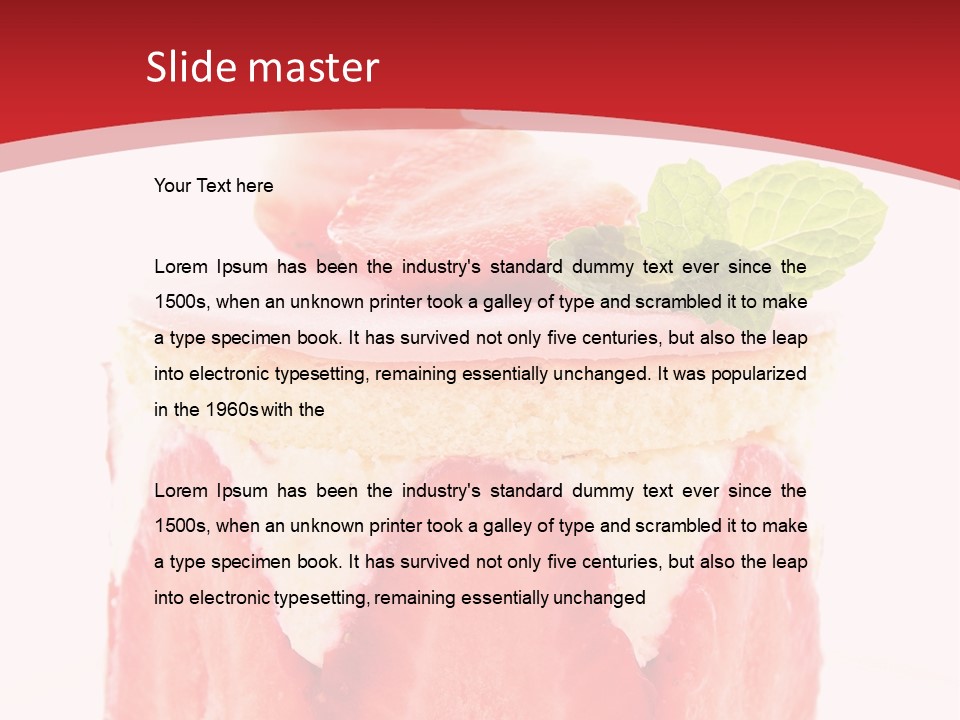 A Piece Of Cake With Strawberries On Top Of It PowerPoint Template
