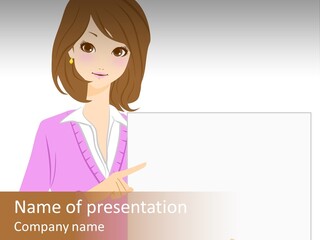 Woman With Board PowerPoint Template