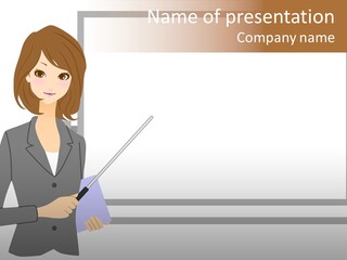 Business Woman And Whiteboard PowerPoint Template