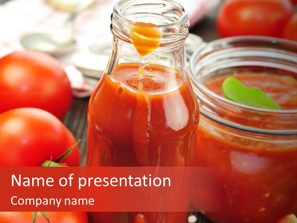 Flasche Tomate Dips PowerPoint Template