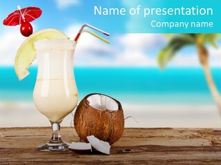 Glassware Milk Fruit PowerPoint Template