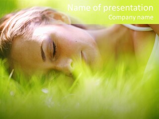 Girl Beautiful Tired PowerPoint Template