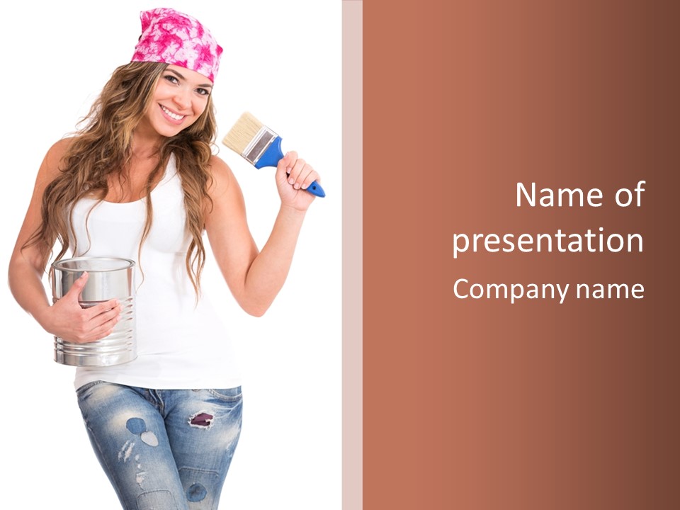 Person Young Decorator PowerPoint Template