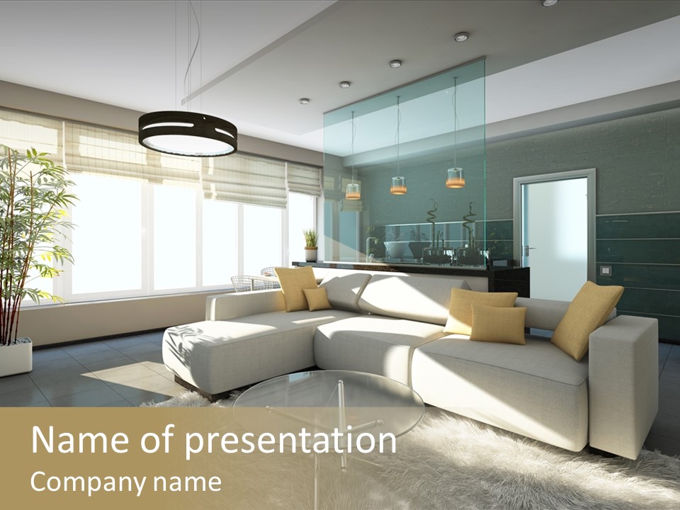 Architecture Living Black PowerPoint Template