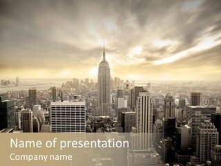 View Cityscape Manhattan PowerPoint Template