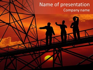 Worker Silhouette Fuel PowerPoint Template