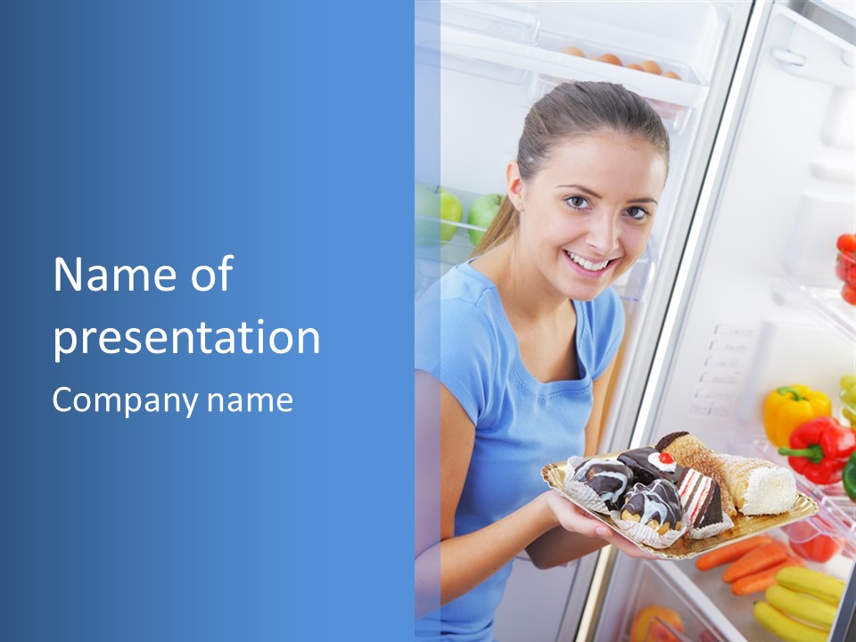 Young Woman Kitchen Home PowerPoint Template