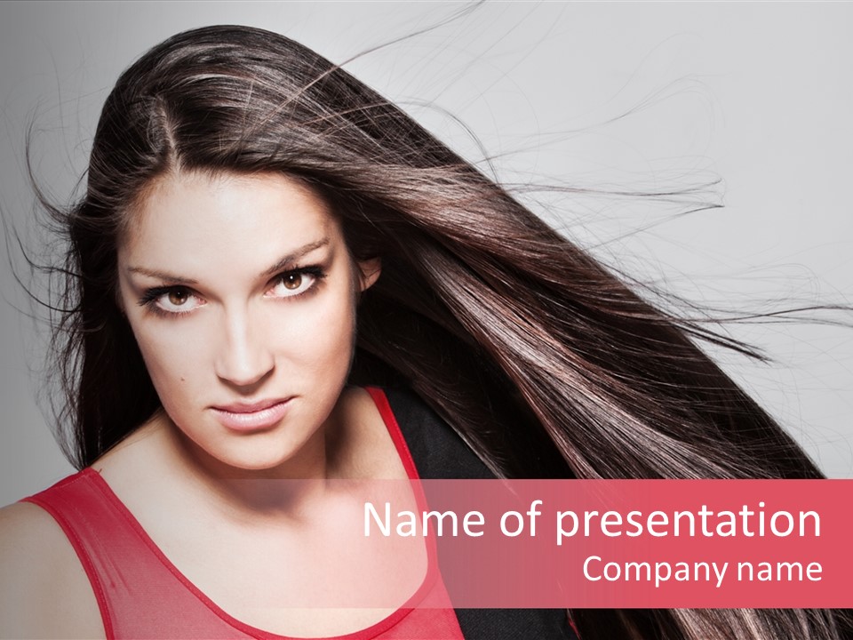 Makeup Female Long Hair PowerPoint Template