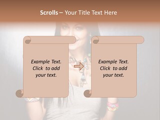Wear Necklace Woman PowerPoint Template