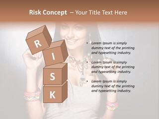 Wear Necklace Woman PowerPoint Template