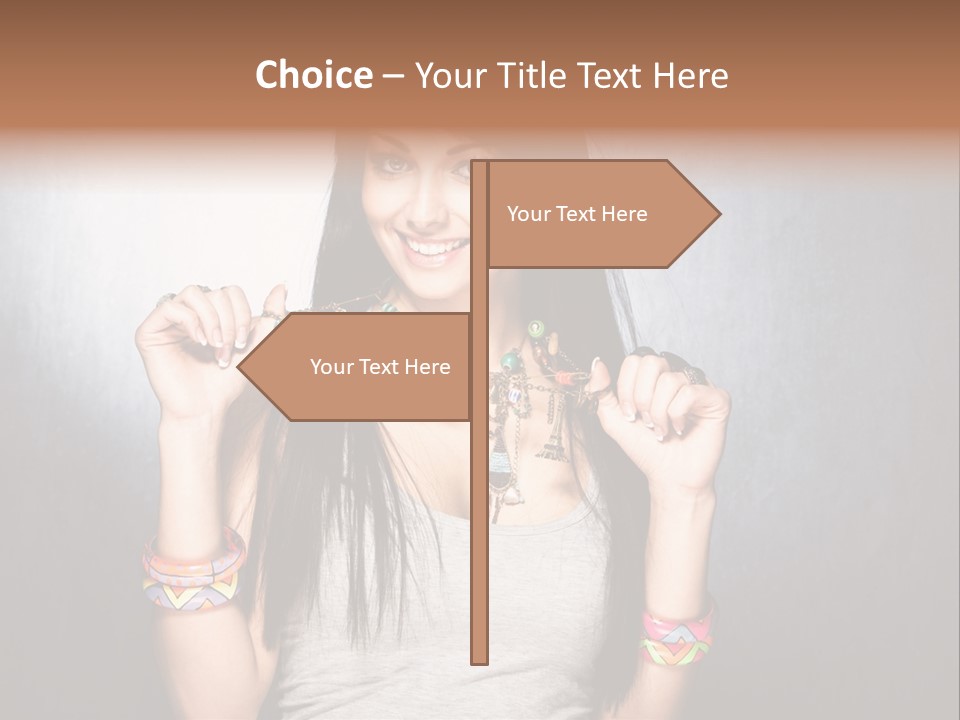 Wear Necklace Woman PowerPoint Template