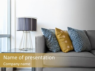 Cushions Blue Closeup PowerPoint Template