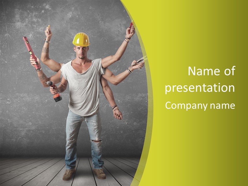 Grubby Helmet Screwdriver PowerPoint Template