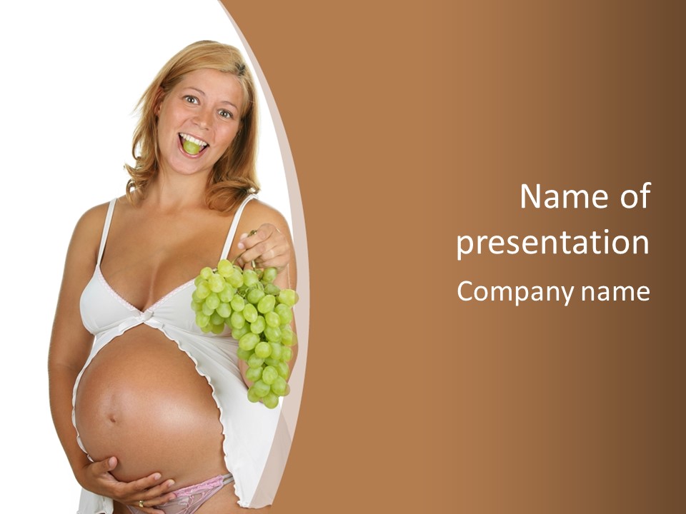 Woman Grape Tummy PowerPoint Template