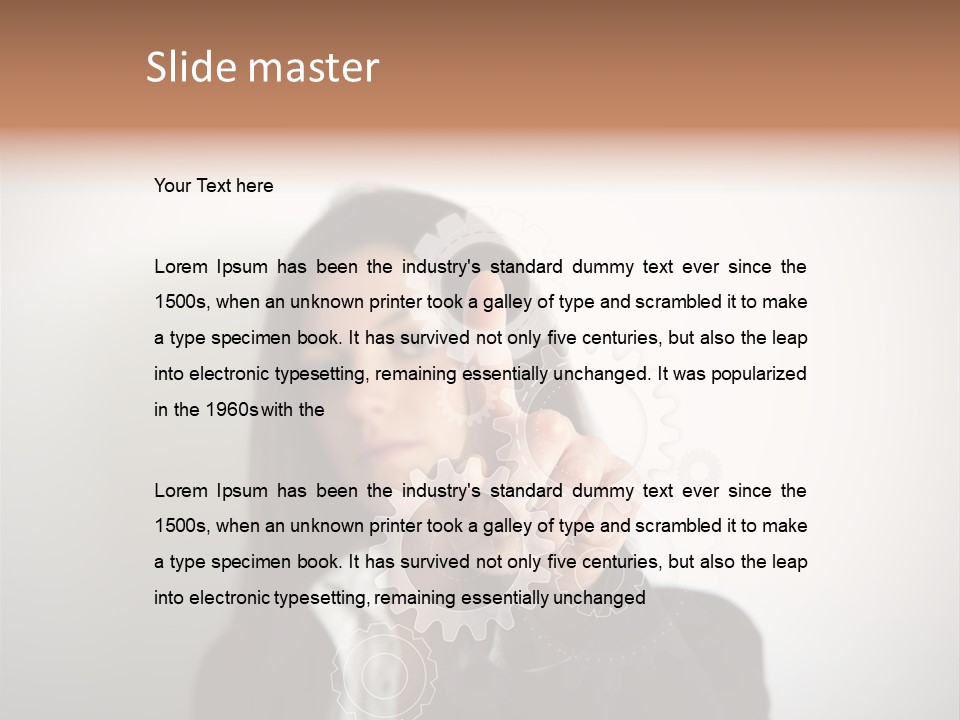 Businesswoman Gear Finger PowerPoint Template