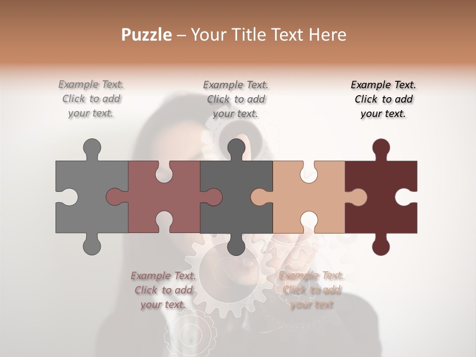 Businesswoman Gear Finger PowerPoint Template