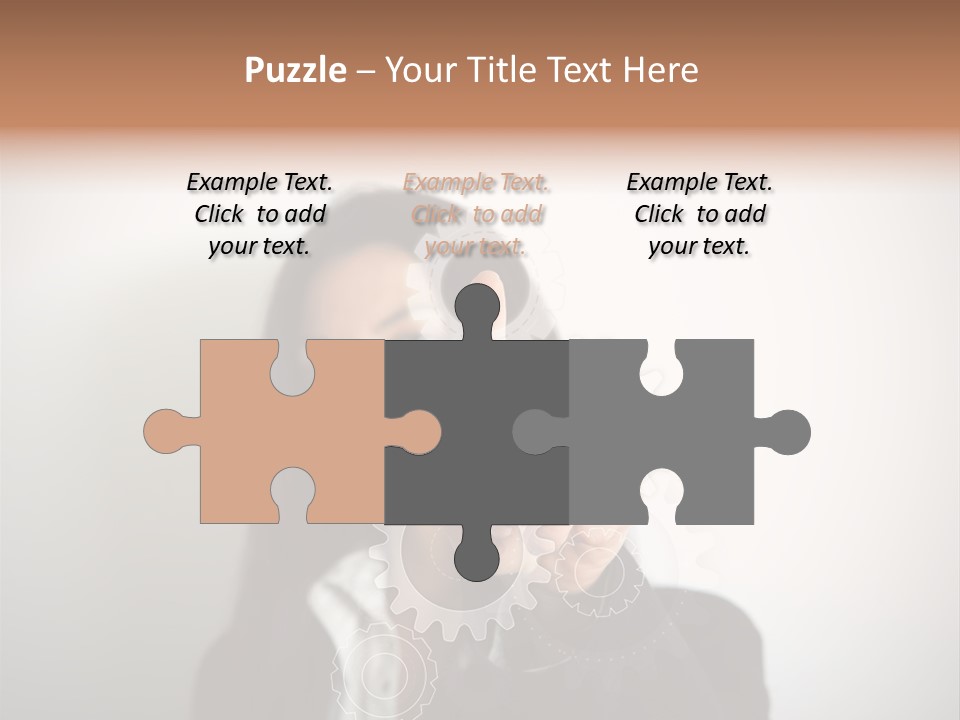 Businesswoman Gear Finger PowerPoint Template