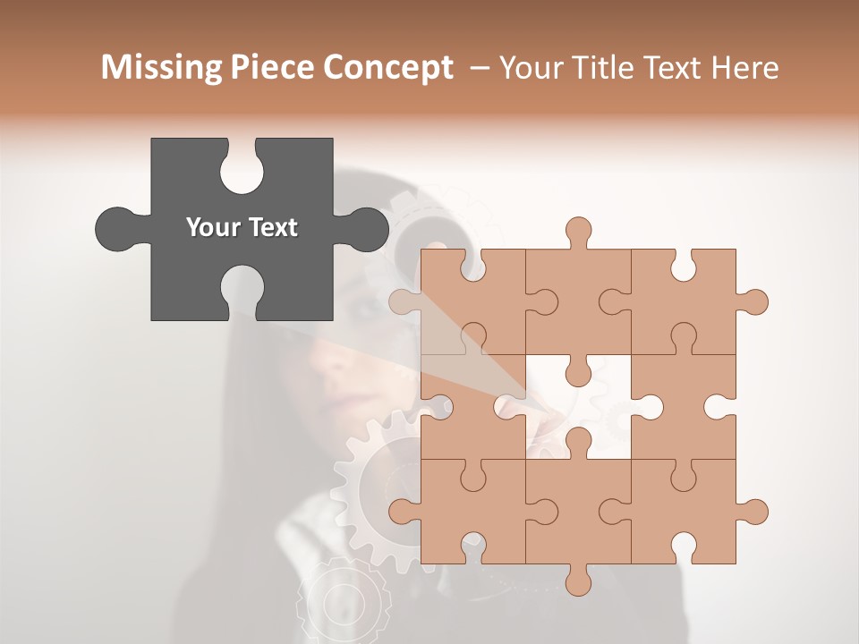 Businesswoman Gear Finger PowerPoint Template