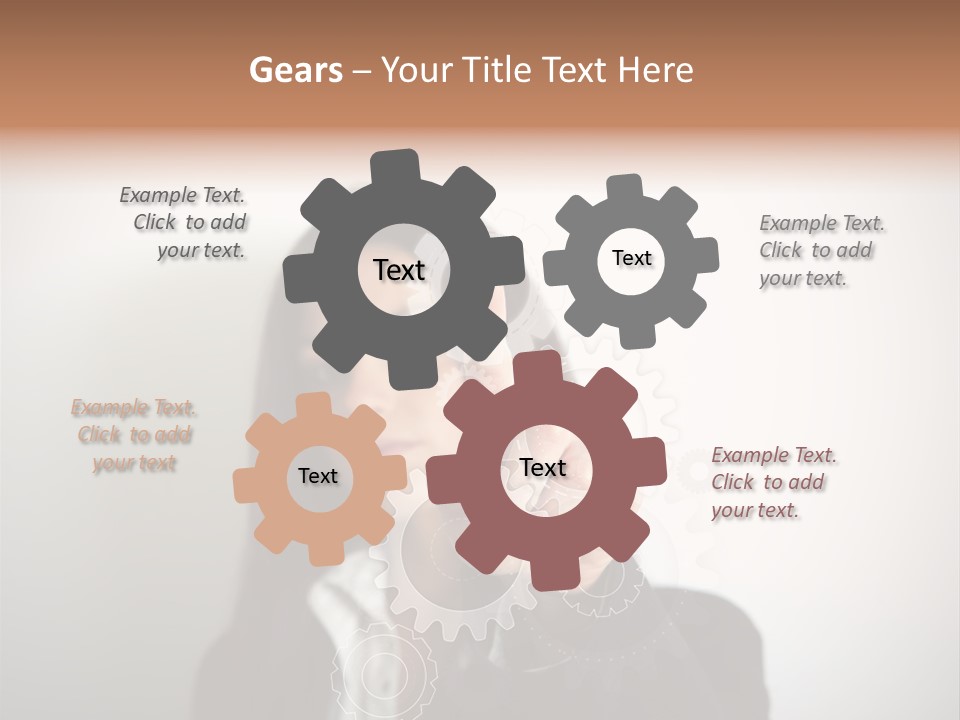 Businesswoman Gear Finger PowerPoint Template