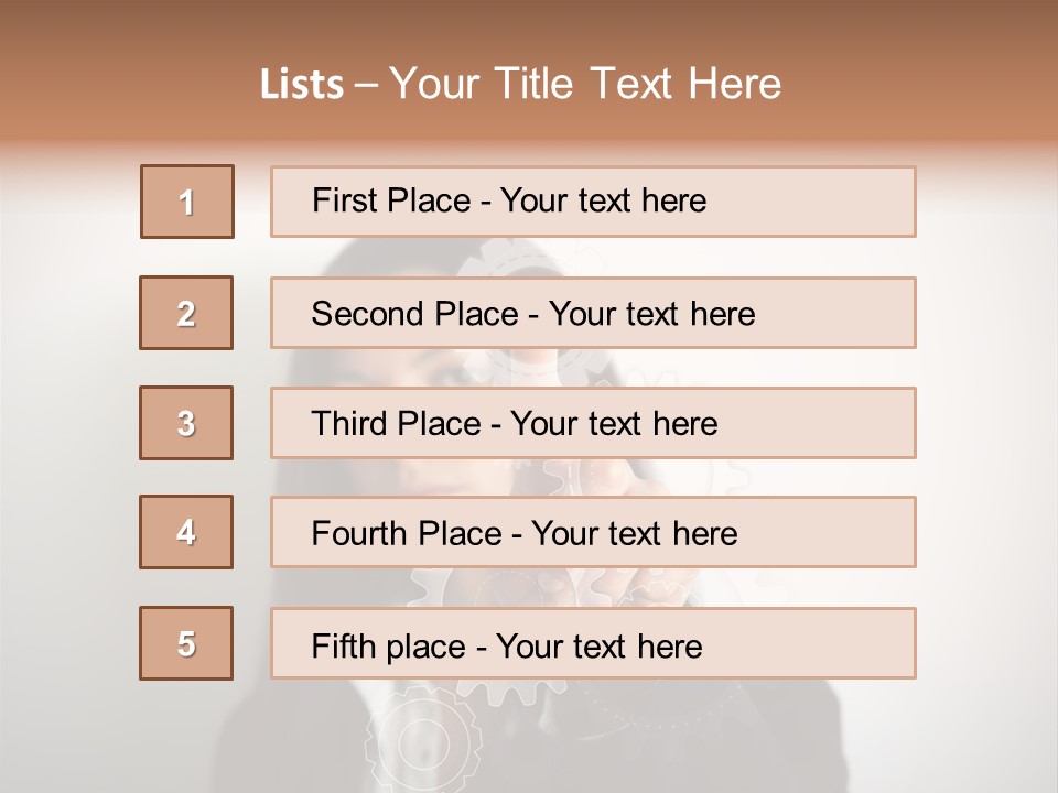 Businesswoman Gear Finger PowerPoint Template