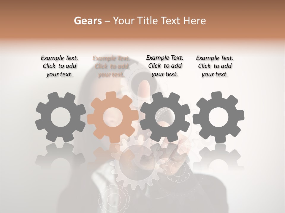 Businesswoman Gear Finger PowerPoint Template