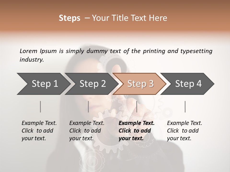 Businesswoman Gear Finger PowerPoint Template