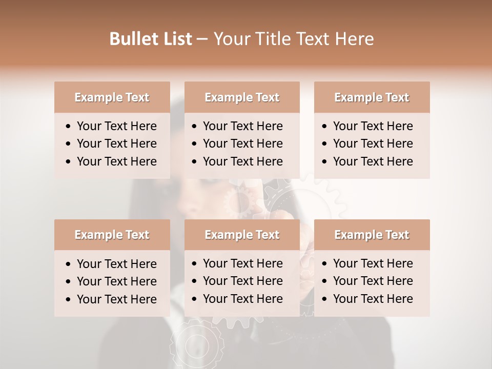 Businesswoman Gear Finger PowerPoint Template