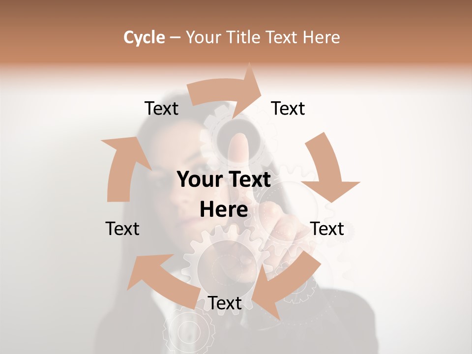 Businesswoman Gear Finger PowerPoint Template