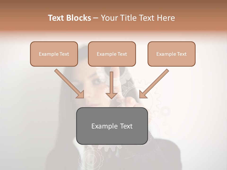 Businesswoman Gear Finger PowerPoint Template