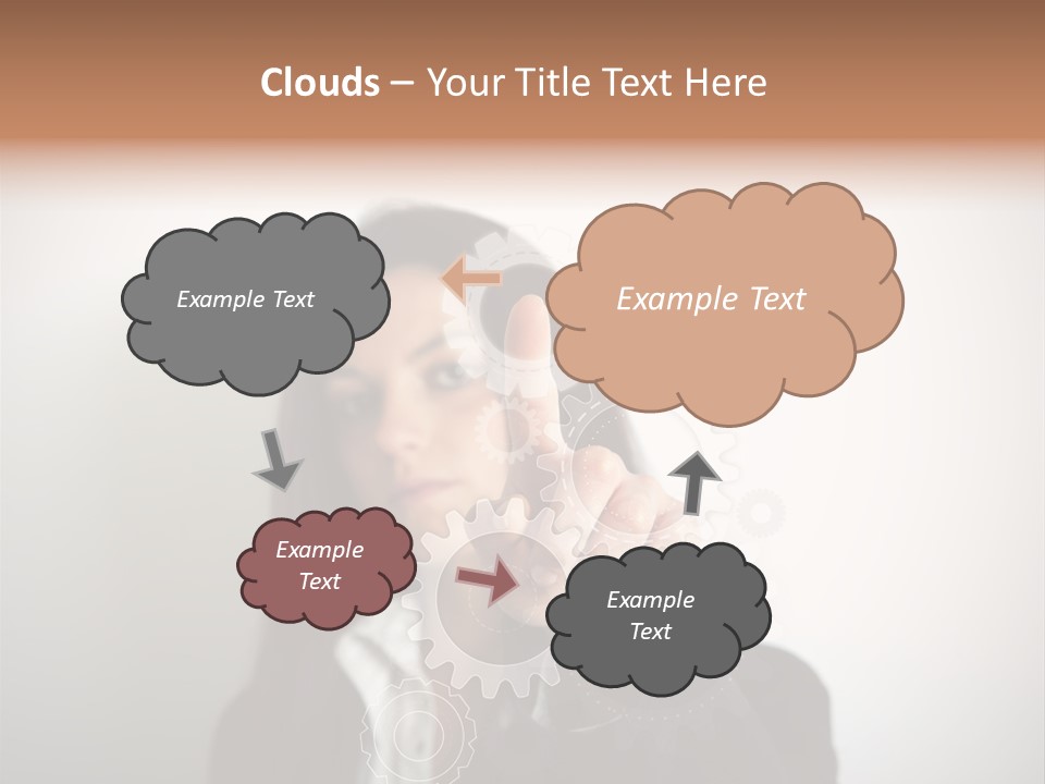 Businesswoman Gear Finger PowerPoint Template